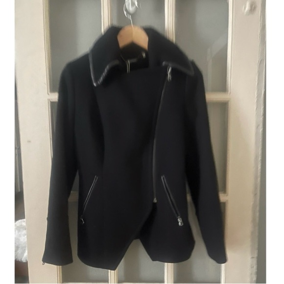 Trina Turk Black Asymmetrical Trench Coat - Picture 5 of 9